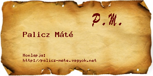 Palicz Máté névjegykártya